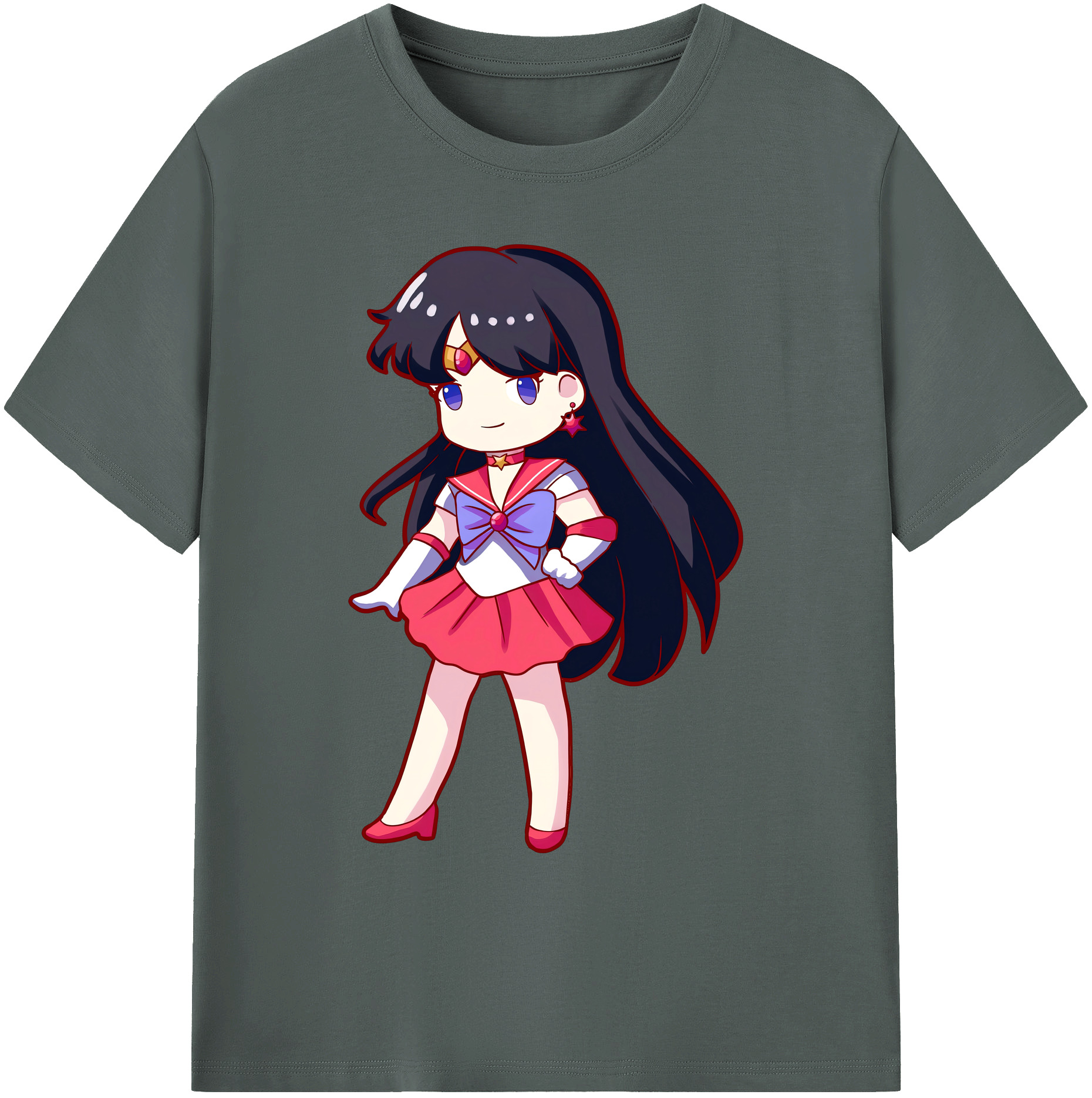 （画像用） 美少女戦士セーラームーン 火野レイ ひの レイ Sailor Moon Hino Rei （セーラーマーズ,Sailor Mars） 綿100％ メンズ半袖Tシャツ｜肌触りやわらか＆通気性